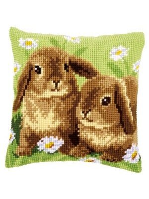 Vervaco Kruissteekkussen kit 2 Konijnen Vervaco Kruissteekkussen kit 2 Konijnen