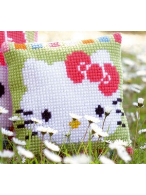 Vervaco Kruissteekkussen kit Hello Kitty in pastel
