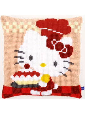 Vervaco Kruissteekkussen kit Hello Kitty Ik bak taartjes I
