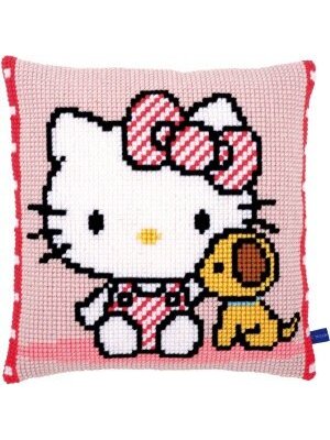 Vervaco Kruissteekkussen kit Hello Kitty met hondje