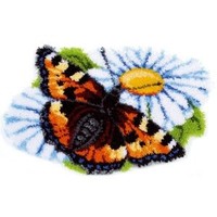 Knoopvormtapijt kit Vlinder op margriet
