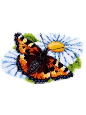 Vervaco Knoopvormtapijt kit Vlinder op margriet Vervaco Knoopvormtapijt kit Vlinder op margriet