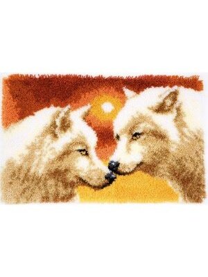 Vervaco Knooptapijt kit Wolven en zonsondergang Vervaco Knooptapijt kit Wolven en zonsondergang