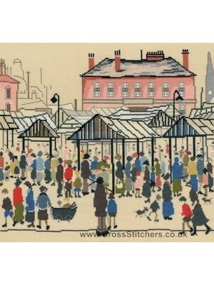 Bothy Threads Borduurpakket Lowry - Market Scene - Bothy Threads