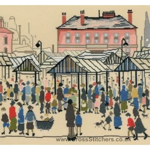 Bothy Threads Borduurpakket Lowry - Market Scene - Bothy Threads