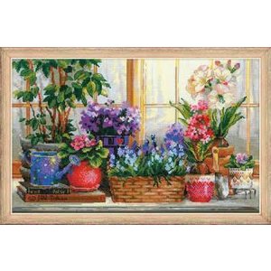 RIOLIS Borduurpakket Windowsill with Flowers - RIOLIS
