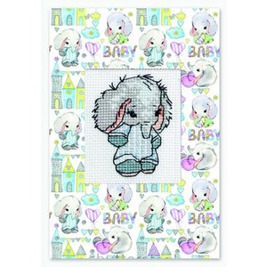 Luca-S Borduurpakket Postcard Baby Elephant Blue - Luca-S