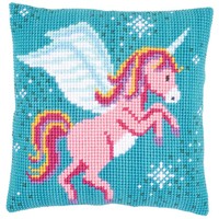 Kruissteekkussen kit Roze eenhoorn