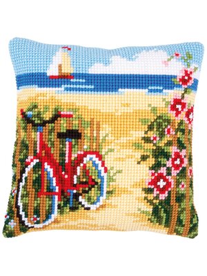 Vervaco Kruissteekkussen kit Fiets aan het strand