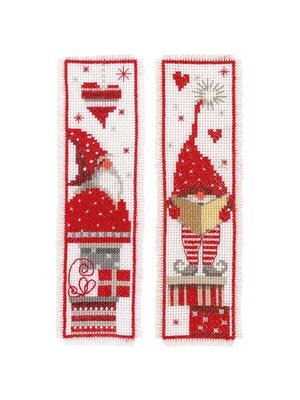 Vervaco Bladwijzer kit Kerstkabouters met cadeaus set v 2
