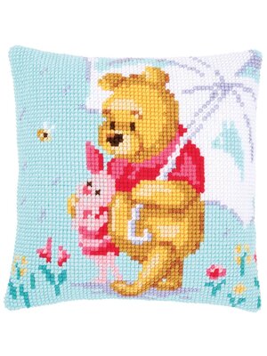 Vervaco Kruissteekkussen kit Disney Winnie in de regen