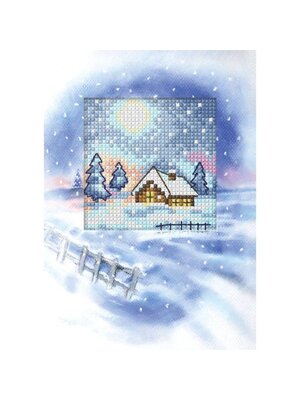 Orchidea Kerstkaart Blauw landschap