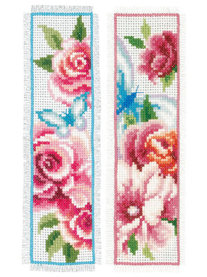 Vervaco Bladwijzer kit Bloemen en vlinders set van 2