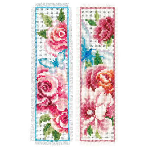 Vervaco Bladwijzer kit Bloemen en vlinders set van 2