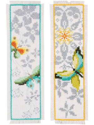 Vervaco Bladwijzer kit Vlinder en bloemen set van 2