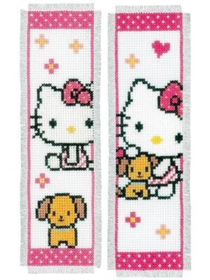 Vervaco Bladwijzer kit Hello Kitty met hondje set van 2
