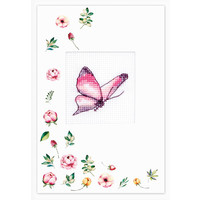 Borduurpakket Postcard - Butterfly Pink - Luca-S