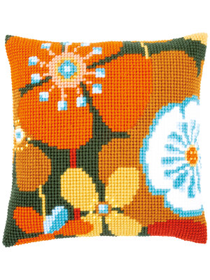 Vervaco Kruissteekkussen kit Retro Bloemen II
