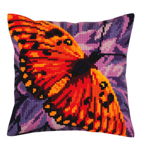 Collection d'Art Kussen borduurpakket Butterfly - Collection d'Art