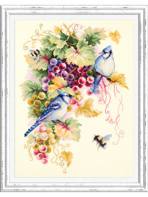 Magic Needle CI Borduurpakket Blue Jay and Grapes - Magic Needle Magic Needle CI Borduurpakket Blue Jay and Grapes - Magic Needle
