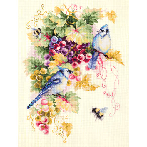 Magic Needle Borduurpakket Blue Jay and Grapes - Magic Needle