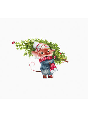 Luca-S Borduurpakket Mouse with fir tree - Luca-S