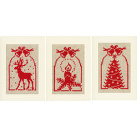 Wenskaart kit Hert, kaars en kerstboom set van 3