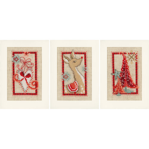 Vervaco Wenskaart kit Kerst set van 3 Vervaco Wenskaart kit Kerst set van 3