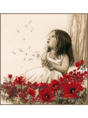 Vervaco Telpakket kit Meisje in een klaprozenveld