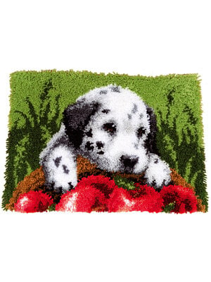 Vervaco Official Knooptapijt kit Dalmatiër met appelen Vervaco Official Knooptapijt kit Dalmatiër met appelen