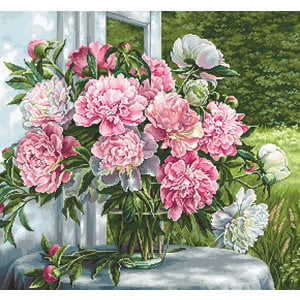 Luca-S Borduurpakket Peonies by the Window - Luca-S