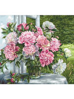 Luca-S Borduurpakket Peonies by the Window - Luca-S Luca-S Borduurpakket Peonies by the Window - Luca-S