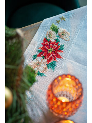 Vervaco Aida tafelkleed kit Kerstbloemen Vervaco Aida tafelkleed kit Kerstbloemen