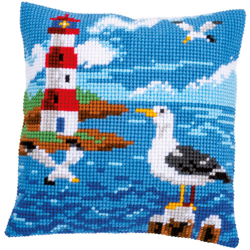 Vervaco Kruissteekkussen kit Vuurtoren en meeuwen Vervaco Kruissteekkussen kit Vuurtoren en meeuwen