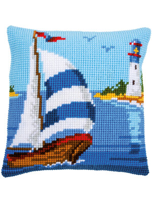 Vervaco Kruissteekkussen kit Zeilboot