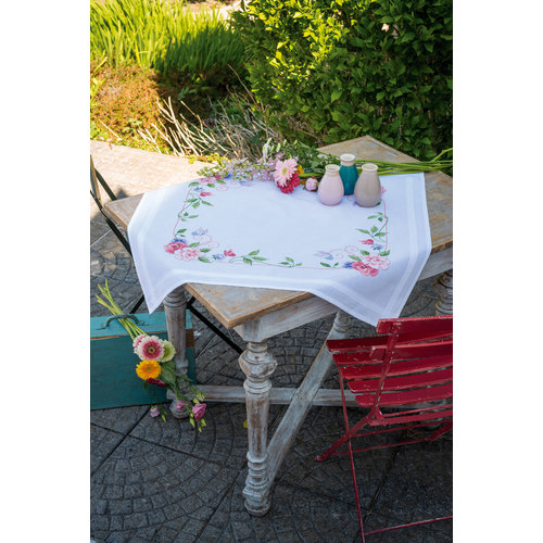 Vervaco Tafelkleed kit Bloemen met vlinders