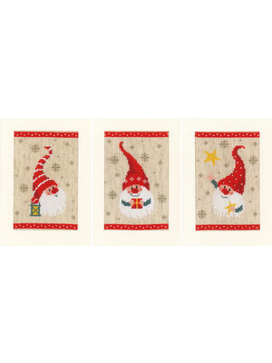 Vervaco Wenskaart kit Kerstkabouters set van 3
