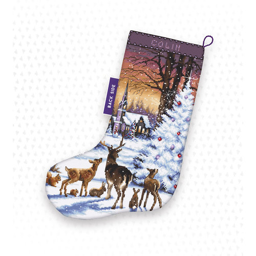 Leti Stitch Borduurpakket Christmas Wood Stocking - Leti Stitch