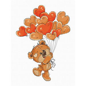 Luca-S Borduurpakket Teddy Bear Heart Balloons - Luca-S