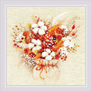 RIOLIS Borduurpakket Bouquet with Lagurus and Cotton - RIOLIS