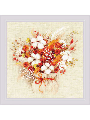 RIOLIS Borduurpakket Bouquet with Lagurus and Cotton - RIOLIS RIOLIS Borduurpakket Bouquet with Lagurus and Cotton - RIOLIS