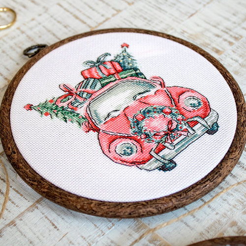 Leti Stitch Cross stitch kit Christmas Retro Cars / Kit of 5 - Leti Stitch