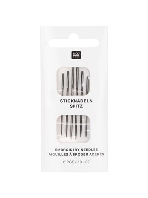Rico Design Rico - Set van 6 borduurnaalden - #18 + #20 + #22 met punt Rico Design Rico - Set van 6 borduurnaalden - #18 + #20 + #22 met punt