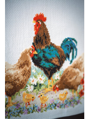 Vervaco Pearlaida loper kit Haan en kippen Vervaco Pearlaida loper kit Haan en kippen