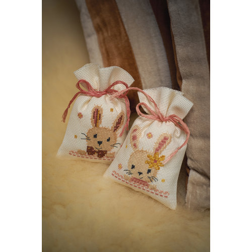 Vervaco Kruidenzakje kit Lieve konijntjes set van 2 Vervaco Kruidenzakje kit Lieve konijntjes set van 2