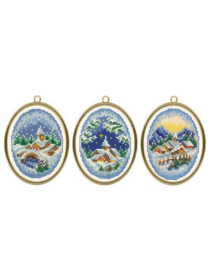Vervaco Official Miniatuur kit Winterdorpjes set van 3