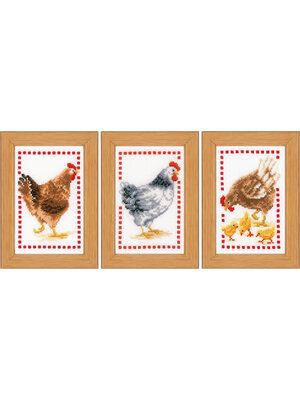 Vervaco Official Miniatuur kit Kippen set van 3