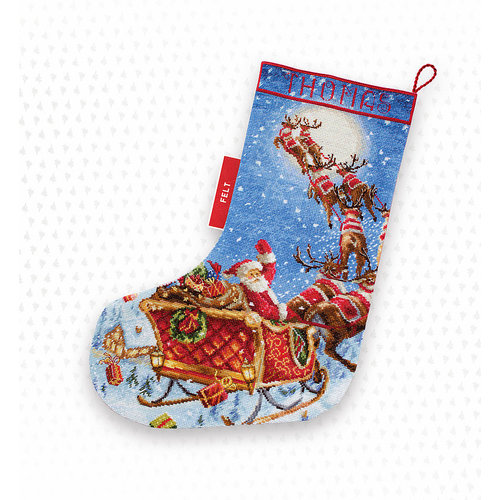 Leti Stitch Borduurpakket The Reindeers on it's Way! Stocking - Leti Stitch