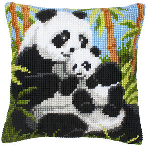 Vervaco Kruissteekkussen kit Pandafamilie