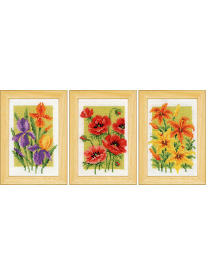 Vervaco Official Miniatuur kit Zomerbloemen set van 3
